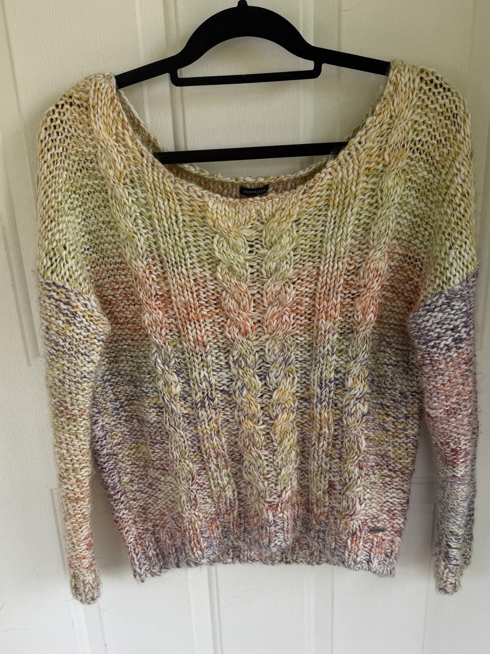 Abercrombie Oversized Chunky Cable Knit Ombre Wool Sweater Size L